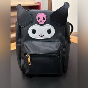 Girl’s mini backpack, Kuromi, black, pink. EUC